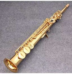 Brass gold-plated high-pitched straight tube sax soprano B-key professional saxophone musical instrument high-end saxo soprano