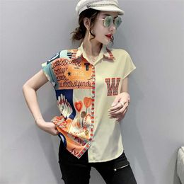 5 patterns office ladies shirts print tops Women's chiffon blouses Summer casual sleeveless Tops Blusas Mujer 210702