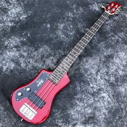 Red 4 Strings Mini Electric Bass,High Quality Portable Travel Rock Practise Bass Guitar,In Stock