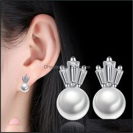 Dangle Chandelier Earrings Jewellery 925 Sier Crystal Crown Stud For Women Casual Style Girl Earings Personality Drop Delivery 2021 Dqm68