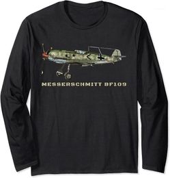 Men's T-Shirts Bf 109 Germany World War II Aeroplane Gift Long Sleeve Cotton O-neck T-shirt.