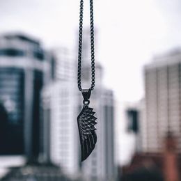 Pendant Necklaces Fashion Feather Arrow Necklace Men Simple Stainless Steel Box Chain For Trendy Jewellery GiftPendant