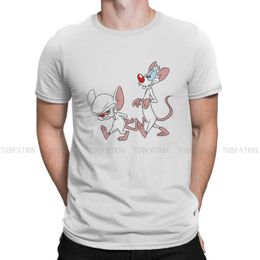 Men's T-Shirts Walk Men TShirt Pinky And The Brain TV O Neck Tops Fabric T Shirt Funny High Quality Birthday GiftsMen's