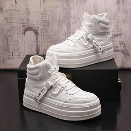 Brand Fashion Lac-up Wedding Dress Party Shoes High Top Vulcanize Sport Sneakers Comfortable white Round Toe Thick Bottom Business Driving Loafers