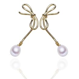 Dangle & Chandelier MeiBaPJ Natural Freshwater Pearl Classic Bowknot Drop Earrings Real 925 Sterling Silver Fine Charm Jewellery For WomenDang