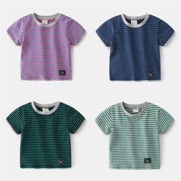 Childrens Short Sleeve TShirt Summer Kids Boy Fashion Striped TShirts Child School Tops Tees Clothes 90130 220607