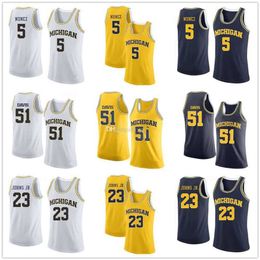 Nikivip Michigan Wolverines College #5 Adrien Nunez #51 Austin Davis #23 Brandon Johns Jr. Basketball Jerseys Mens Stitched Custom Number Name