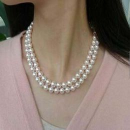 2shares 8-9mm natural Akoya white pearl necklace 18 inch