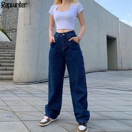 Rapwriter Casual Loose Vintage Wide Leg Jeans Straight Baggy Jeans Streetwear Fulllength High Waist Jeans Harajuku Demin Pants