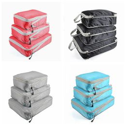 Storage Bag Luggage Suitcase Organiser Set Foldable Waterproof Nylon Packing Cubes Travel Bags 3pcs/ lot