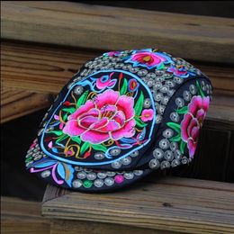 Berets Chinese Ethnic Embroidery Hat Women Cap Hmong SpringBerets