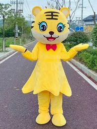 Yellow Tiger Mascot Costumes Christmas Fancy Party Dress Cartoon Character Outfit Suit Adults Size Carnival Easter Advertising Theme Clothing