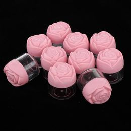 -Cepillos de maquillaje 10pcs/lote 20 g de recipientes de crema cosmética de plástico con tapas de tornillo en forma de rosa, frascos de muestra de muestra vacío jarra al por mayor