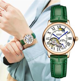 Wristwatches Watch Women Luxury Automatic Mechanical Skeleton Genuine Leather Sapphire Woman Wristwatch Female Clock Relogio FemininoWristwa