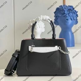 Black Water Ripple Marelle Tote BB 2pcs Women Shoulder Crossbody Bags Real Cowhide Designer Luxury Handbags Lady Purses Messenger Bag