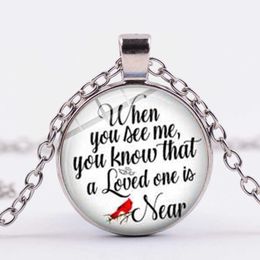 Necklace Cardinal Red Parrot Bird My Angel Your Name Bible Quote Art Picture Glass Pendant Memory of Someone Gift Jewelry