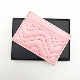 Fashion Genuine Cow Leather Card Holder Wave Classic Men Women Zig Zag Credit Cardholders Bank Cardholder Mini Slim Wallet With Bo284Y