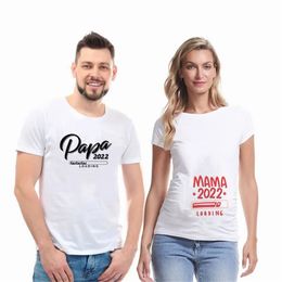 Levelled Up To Daddy Baby Pregnancy Dad Mom Women Pregnant Anouncement T Shirts Materinity Short Sleeve Tshirt Clothes 220628