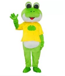 direct new big eyes frog Mascot Costume cartoon yellow tshirt frog Character Clothes Halloween festival Party Fancy event high quality