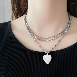 Chokers 3Pcs/set Gothic Chain Necklace Hip Hop Layered Stainless Steel Choker Heart Pendant For Women Heal22