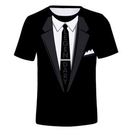 Summer Short Sleeve Streetwear Fake Suit Vest 3D T shirt Fashion Funny Fake Suit Tuxedo Bow Tie 3D Printed Men T shirts 220407