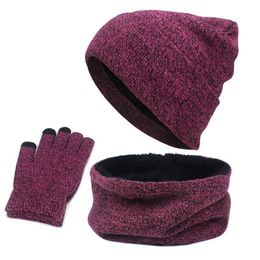 Berets Winter Warm Unisex Scarf Hat & Glove Sets Thick Infinity Smart Touch Screen Texting Gloves Set Skullies BeaniesBerets
