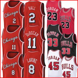 Michael 23 45 Jersey Scottie 33 Pippen Dennis 91 Rodman Lonzo 2 Ball Demar 11 DeRozan Zach 8 LaVine Derrick 1 Rose Basketball Jerseysyyy