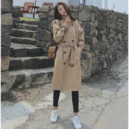 Women's Trench Coats Loose Long Coat Female For Windbreaker Women Autumn Moda Mujer Overcoat Cloak Sashe Vintage Manteau Femme HiverWomen's