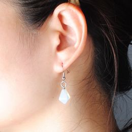 Small Dangle Earrings Natural Stone Bead Amethyst Crystal Unakite Trend Eardrop for Female Gift Rhombus Jewellery BE916