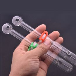 New Arrival Glass Oil Burner Pipe Mini Hookah Smoking Water Pipes 14mm Fmelae Recycler Dab Straw Oil Rigs with Plastic Clip