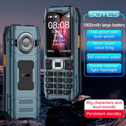 Unlocked Shockproof Outdoor GSM 2G Mobile Phone Original Soyes Anti-quake Fall-proof 1800mAh Dual SIM Cards MP3 FM Flashlight Loud Speaker Elder Cellphone