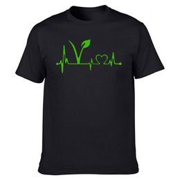 Men's T-Shirts Funny Vegan Vegetarian Heartbeat Lifeline T Shirts Graphic Cotton Streetwear Short Sleeve Grandpa Daddy Father Day's T-sh