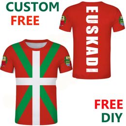 Basque Free Custom Tshirt Spanish Euskadi T Shirts Flag Alaves Jersey DIY Autonomous Community City Name Number Tee 220616