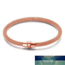 Stainless Steel Simple Spring Monochrome Cable Bangle Elastic Magnetic Buckle Bracelet Four Colors Optional