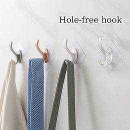Hooks & Rails Universal Transparent Strong Self Adhesive Door Wall Hangers Sticky Kitchen Bathroom Storage HangersHooks