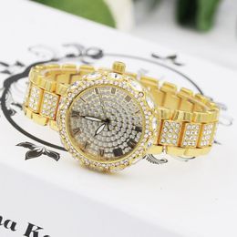 Wristwatches Lace Big Diamond Full Rhinestone Roman Scale Steel Band Ladies Watch Fashion Quartz