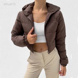 Street Fashion Bubble Jacket Standard Collar Oversized Short Jacket Brown 2021 New Winter Autumn Female Buffer Jacket Parka Mujer L220725
