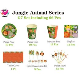 Conunico Animal Jungle Theme Jungle Party Decoration Birthday Jungle Safari Animal Kids Party Supplies Disposable Tableware Set 200929