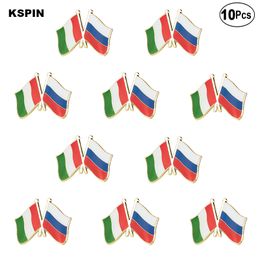 Italy and Russia Union Friendship Brooches Lapel Pin Flag badge Brooch Pins Badges 10Pcs a Lot