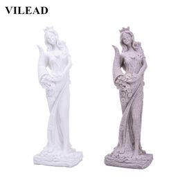 VILEAD Sandstone Statue of Fortune Wealth Figurines Creative Goddess Miniature White Statuette Vintage Home Decor Souvenirs Y200106