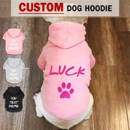 Custom Dog Cat Clothes Pet Hoodie Jersey Personalized Name Number Hoodies Clothes for Small Large Dogs Sweat Shirt 210401