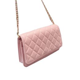 2022 Womens Spring Shoulder W Flap Bag Caviar Leather Classic Quilted Diamond Metal Hardware Chain Crossbody Handbag French Designer Luxury Wallet