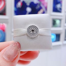 100% 925 Sterling Silver Pave & Star Congratulations Charm Bead Fits European Pandora Style Jewelry Charm Bracelets