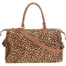 Leopard Weekender Bag Travel Duffle Bag for Women Large Cheetah Tote Pu Handle Shoulder Bag with Shoulder Strap 220626