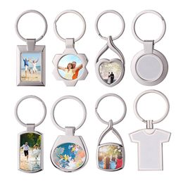 8 Styles Heat Transfer Keychain Pendant Sublimation Blank Metal Keychain DIY Fashion Accessories Key Chain Keyring