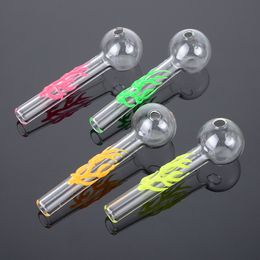 filter tips Canada - Wholeasle Colorful Luminous Smoking Pipes Tobacco Cigarette Holder Hand Pipe Straight Tube Pyrex Glass Oil Burner In Stock SW95 Filter Tips For Dry Herb