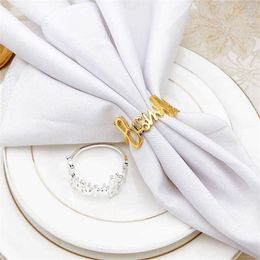 6 PCS English letter Bismillah napkin ring el restaurant family tabletop ornaments spot 210706260o