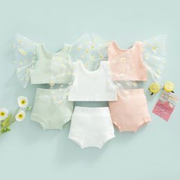 Clothing Sets Ma&baby 0-2Y Born Infant Baby Girls Clothes Set Lace Floral Bow Crop Tops Shorts Fashion Summer Outfits D01Clothing