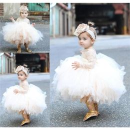 Champagne Tulle born Baby Girls Baptism Dress Birthday born Princess Christening Gown Outfit Baby Girl Party Vestidos LJ201221