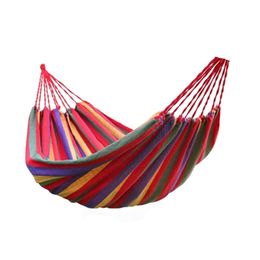 Outdoor Portable Hammock Garden decorations Home Dormitory Lazy Chair Sports Travel Camping Swing Chairs Thick Canvas Stripe Hang Bed Hammocks 190*80cm